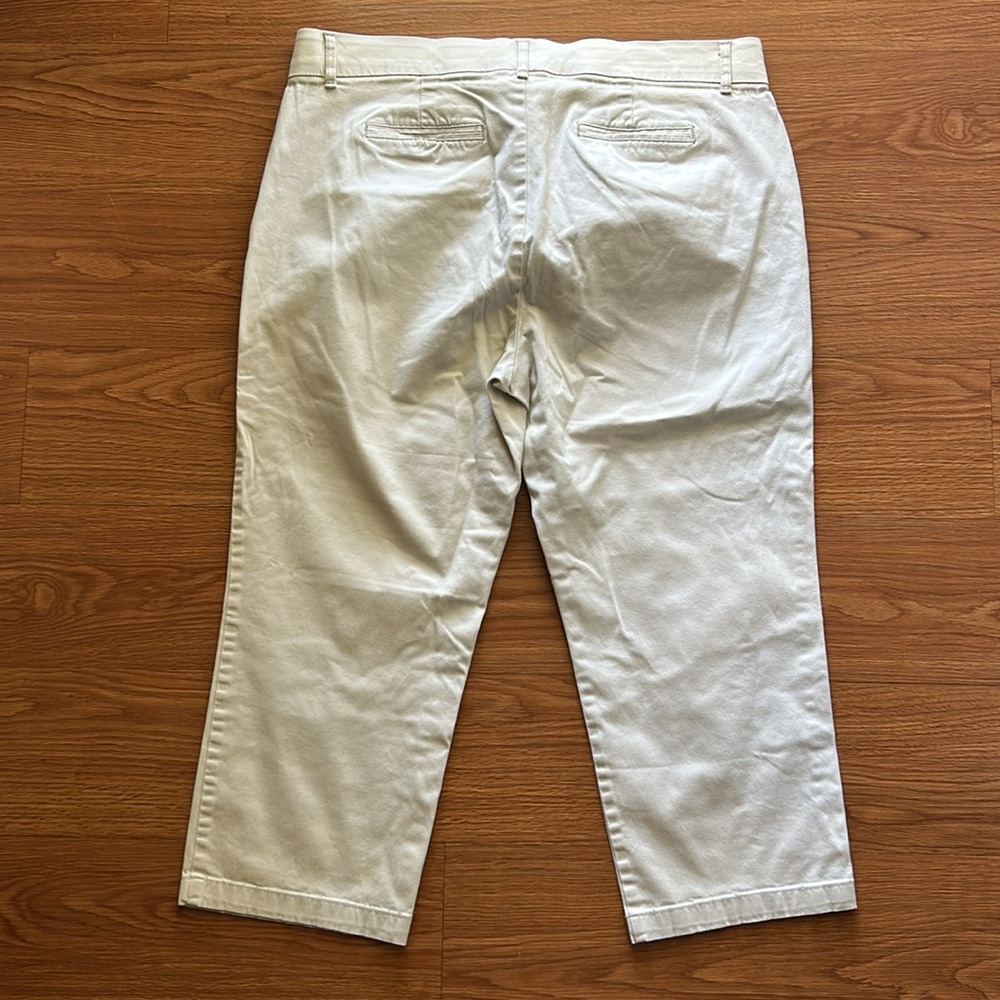 JM Collection White Chino Pants Cropped Cotton Twill - Picture 4 of 5